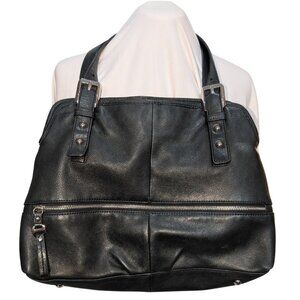 B. Makowsky Black Leather Shoulder Bag